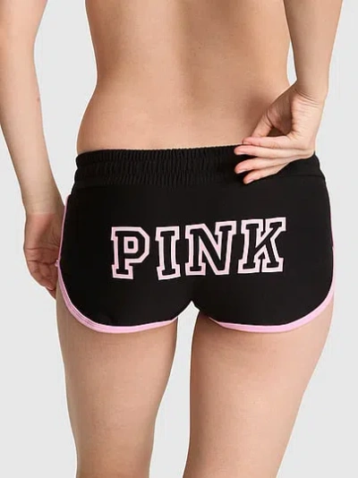 Pink Cotton Dorm Fleece Boyshort Panty In Black