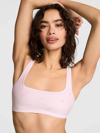Pink Cotton Dorm Unlined Racerback Bralette In