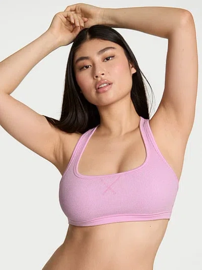 Pink Cotton Dorm Unlined Racerback Bralette In