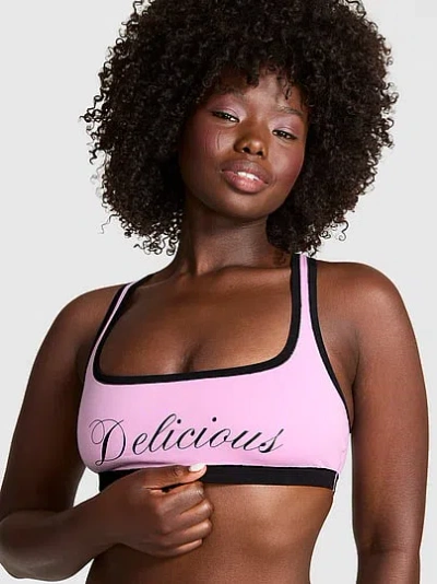 Pink Cotton Dorm Unlined Racerback Bralette In