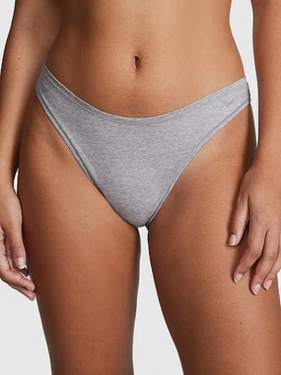 Pink Cotton High-leg Thong Panty In Gray