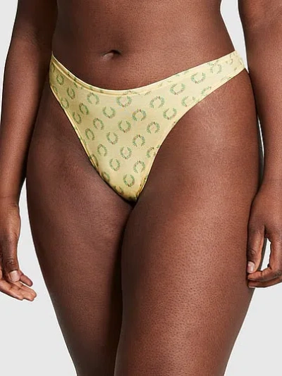 Pink Cotton High-leg Thong Panty In Yellow