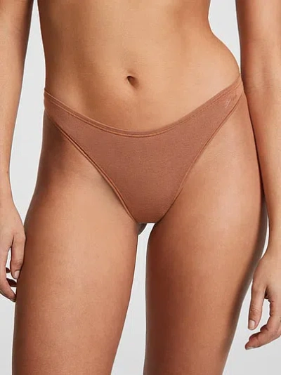 Pink Cotton High-leg Thong Panty In Neutral