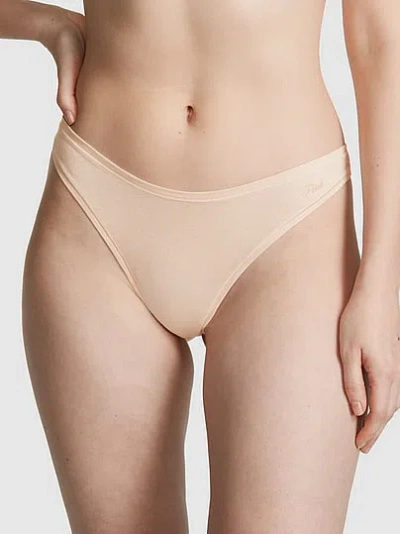 Pink Cotton High-leg Thong Panty In Neutral