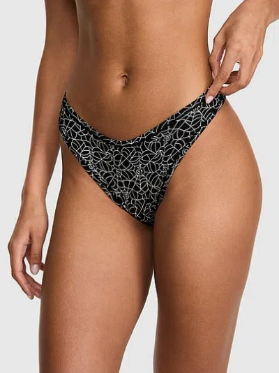 Pink Cotton High-leg Thong Panty In Animal Print