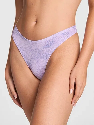 Pink Cotton High-leg Thong Panty In Multi