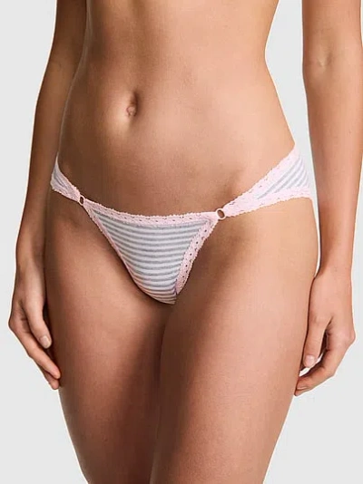 Pink Cotton Lace-trim Cheeky Panty In
