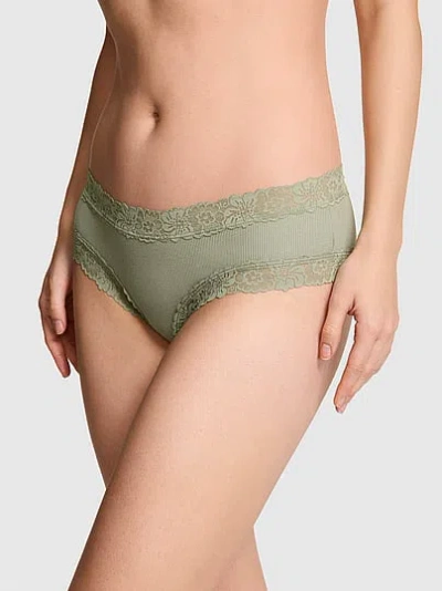 Pink Cotton Lace Trim Cheeky Panty In Orange