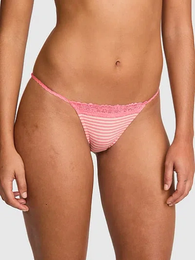 Pink Cotton Lace-trim Bikini Panty In