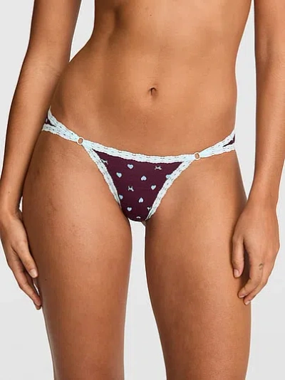 Pink Cotton Lace-trim Low-rise Cheeky Panty In Animal Print
