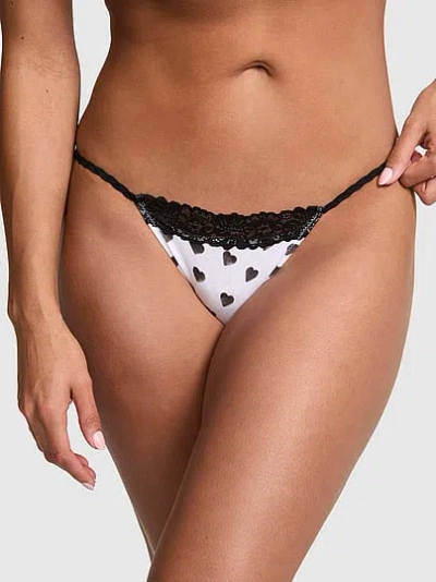 Pink Cotton Lace-trim String Bikini Panty In Animal Print