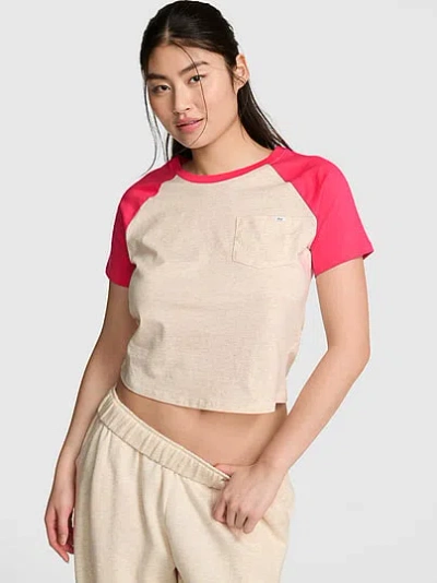 Pink Cotton Raglan Sleep Tee In Pattern