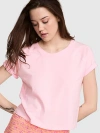 Pink Cotton Raglan Sleep Tee In