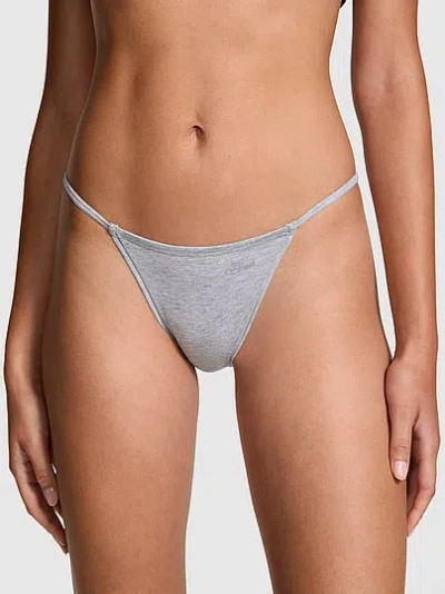 Pink Cotton String Bikini Panty In Gray