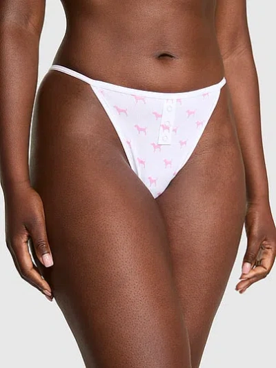 Pink Cotton String Bikini Panty In White