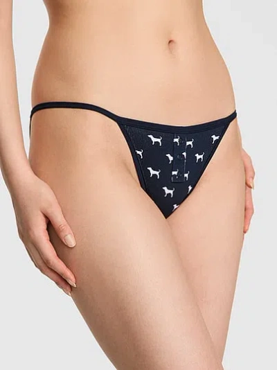 Pink Cotton String Bikini Panty In Black