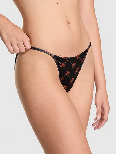 Pink Cotton String Bikini Panty In Black