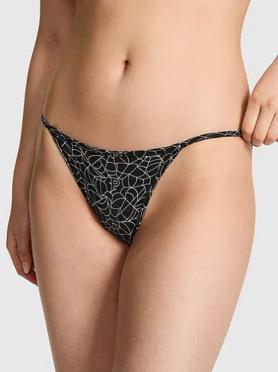 Pink Cotton String Bikini Panty In Animal Print