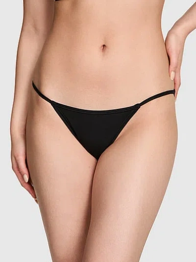 Pink Cotton String Bikini Panty In Black
