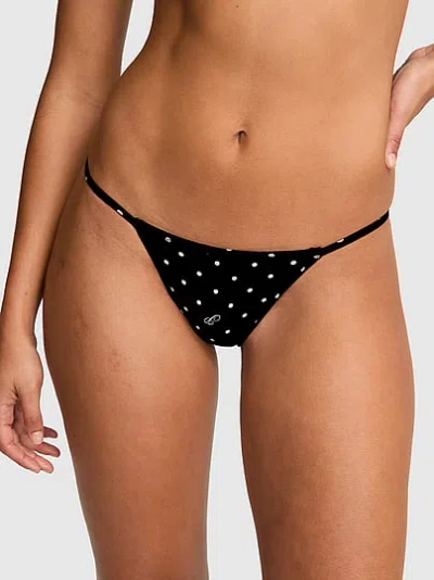 Pink Cotton String Bikini Panty In Black