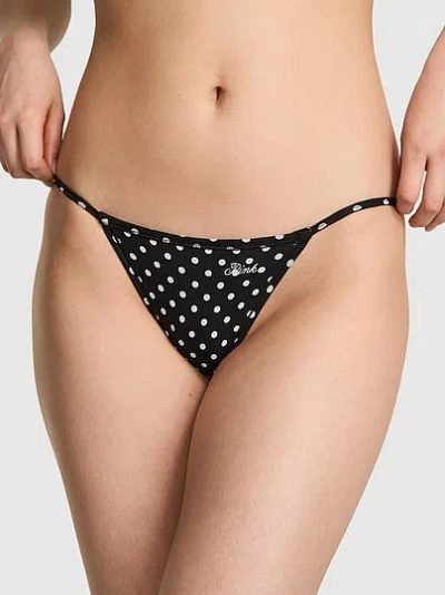 Pink Cotton String Bikini Panty In Black