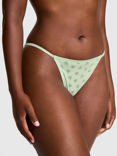 Pink Cotton String Bikini Panty In Green