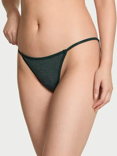 Pink Cotton String Bikini Panty In Green