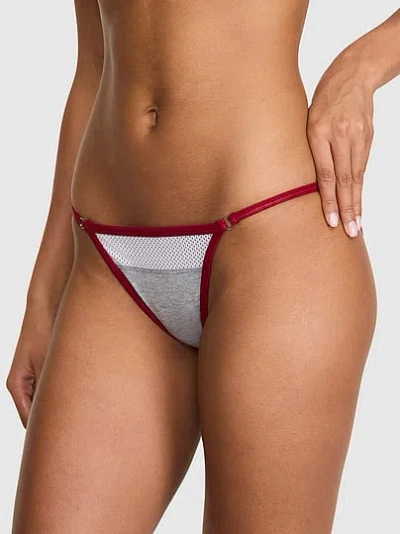 Pink Cotton String Bikini Panty In Grey