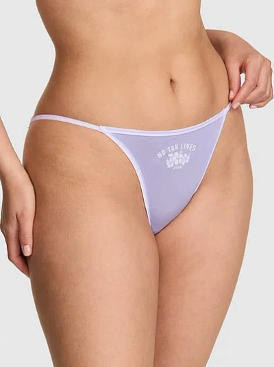 Pink Cotton String Bikini Panty In Multi