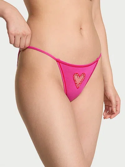 Pink Cotton String Bikini Panty In