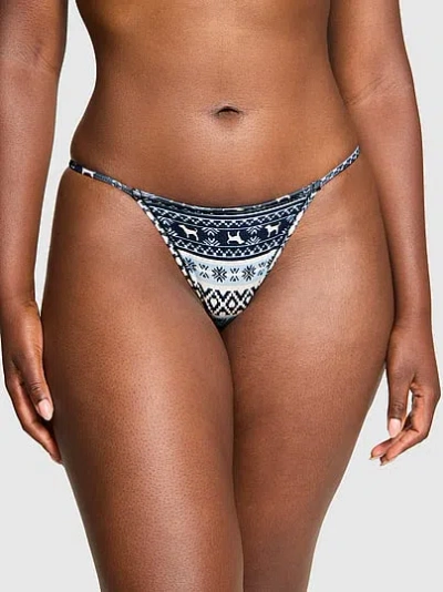 Pink Cotton String Bikini Panty In Print