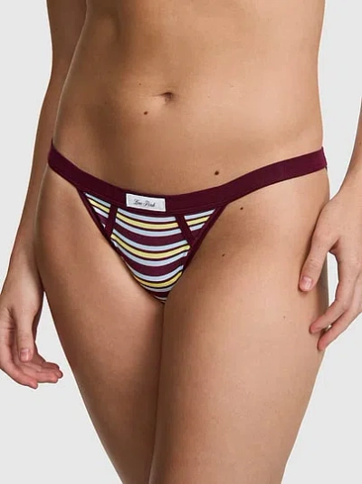 Pink Cotton String Bikini Panty In Burgundy