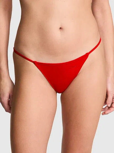 Pink Cotton String Bikini Panty In Red
