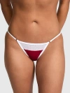 Pink Cotton String Bikini Panty In Red