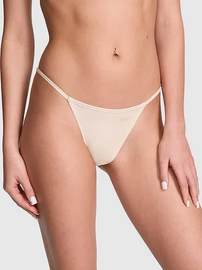Pink Cotton String Bikini Panty In Neutral