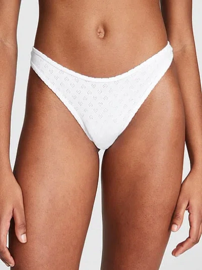 Pink Cotton Thong Panty In White