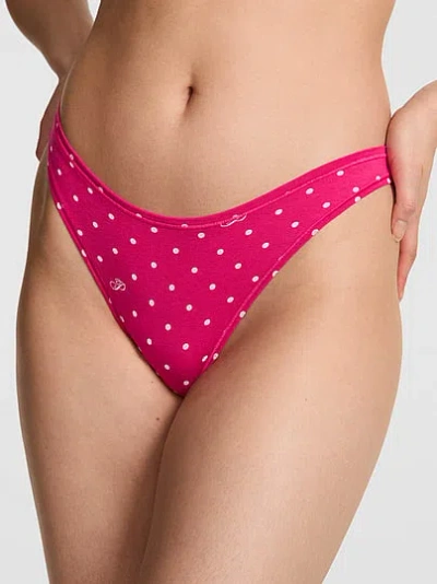 Pink Cotton Thong Panty In