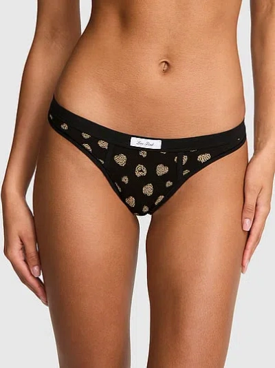 Pink Cotton Thong Panty In Animal Print
