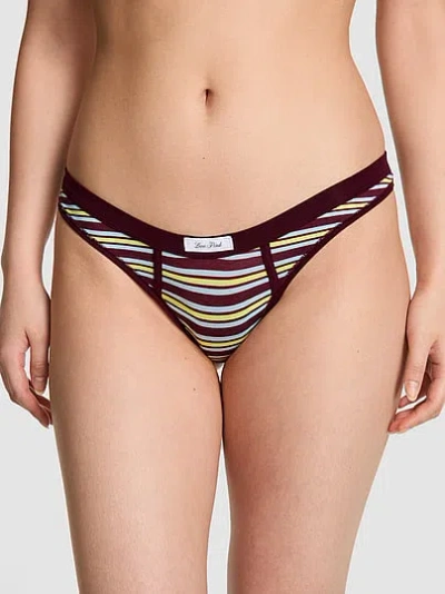 Pink Cotton Thong Panty In Print