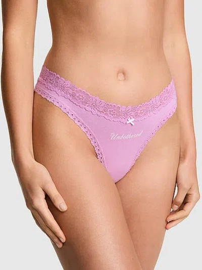 Pink Cotton Thong Panty In Purple