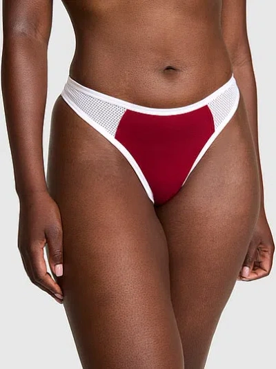 Pink Cotton Thong Panty In Red