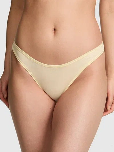Pink Cotton Thong Panty In Gold
