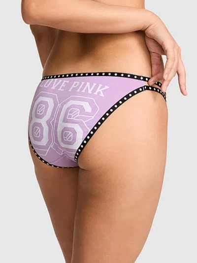 Pink Cotton Ultra Low-rise String Bikini Panty In Purple