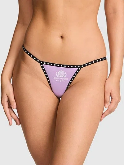 Pink Cotton Ultra Low-rise Thong Panty In Purple