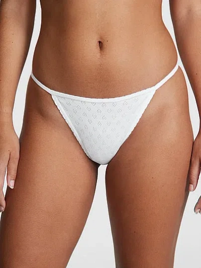 Pink Cotton V-string Panty In White