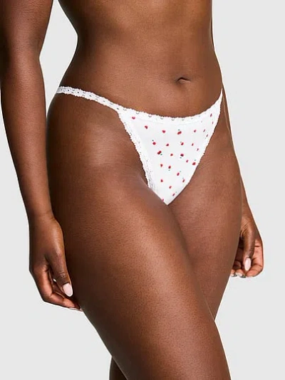 Pink Cotton V-string Panty In Multi