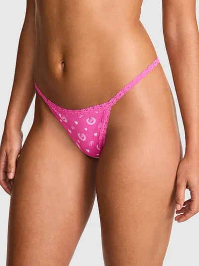 Pink Cotton V-string Panty In