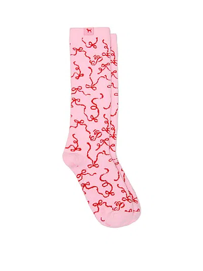 Pink Cozy Crew Socks In Print