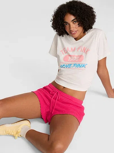 Pink Crochet Micro Shorts In