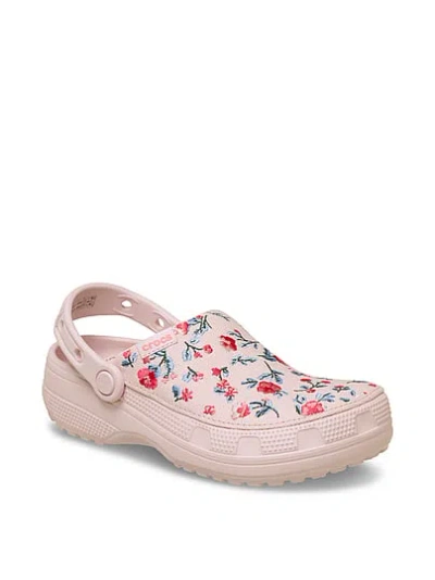 Pink Crocs Classic Crafted Floral Clog In